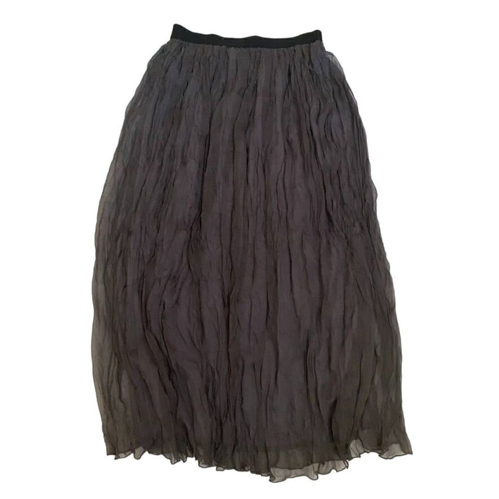Yifan Crinkle Gauze Midi Skirt Grey Sz Small Lined Summer Party  B22 - Picture 4 of 9